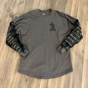 Walt Disney Disneyland Black Plaid Spirit Jersey Women Medium Bin K-26